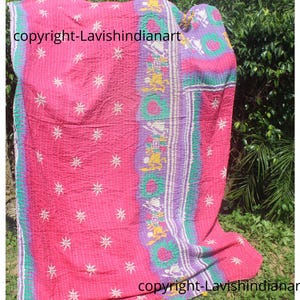5 Pc Wholesale Lot Of Indian Coverlet Vintage Kantha Quilt Handmade Throw Reversible Blanket Bedspread Cotton Fabric BOHEMIAN quilt