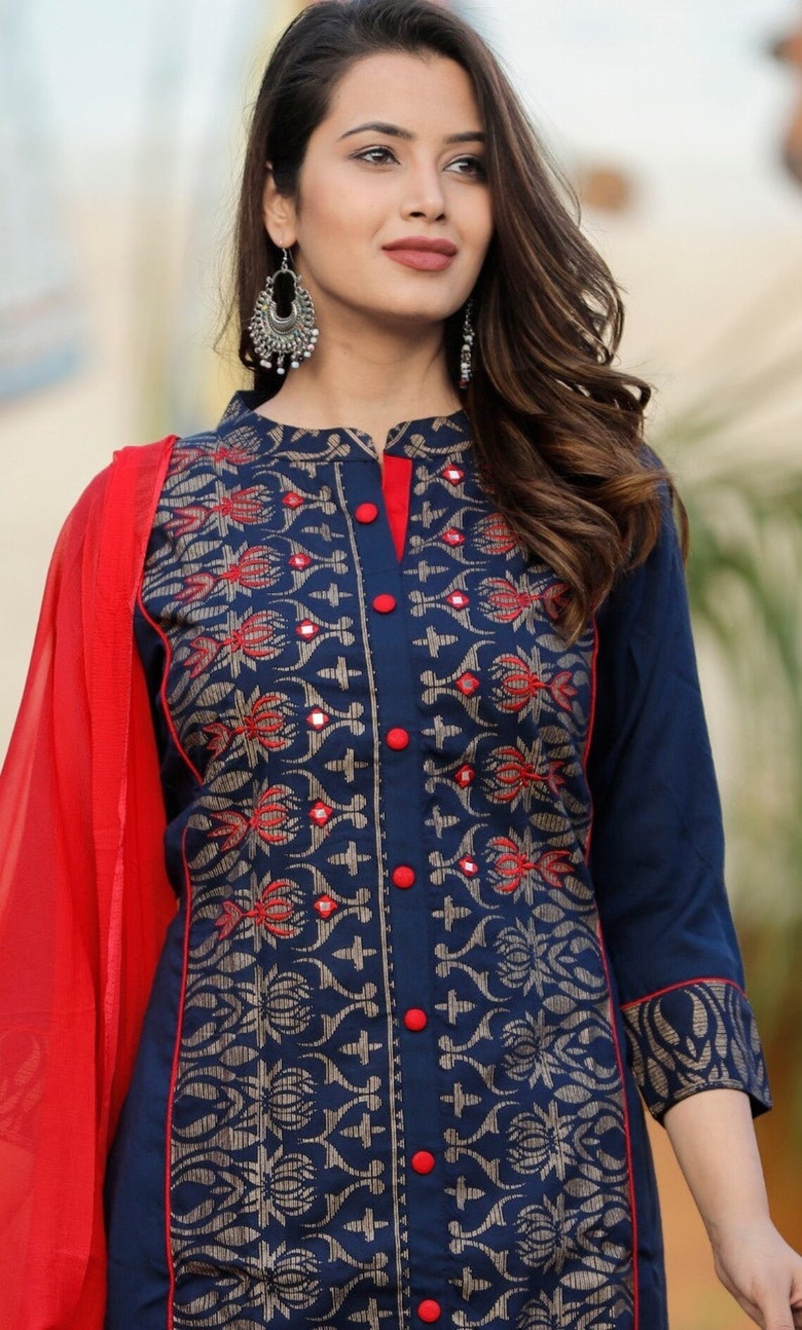 Indian Rayon Designer Printed Kurti Pant Set with Dupatta For | Etsy