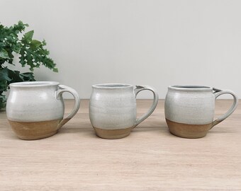 Mug, Handmade Stoneware Ceramic Contemporary White Pottery Mug, Rustic Mug 250ml