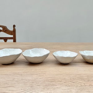 Stoneware Pinch Pots, Small Tapas bowls, White Ceramic Stoneware Bowl, Ceramic Ring Dish, Handmade Pottery Ceramic Dish, Buffet Tableware.