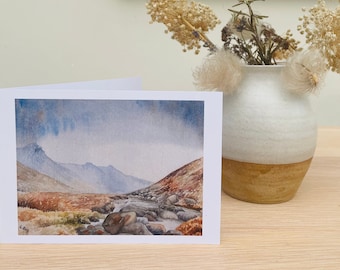 Dartmoor Watercolour Art Card: Tavy Cleave Landscape