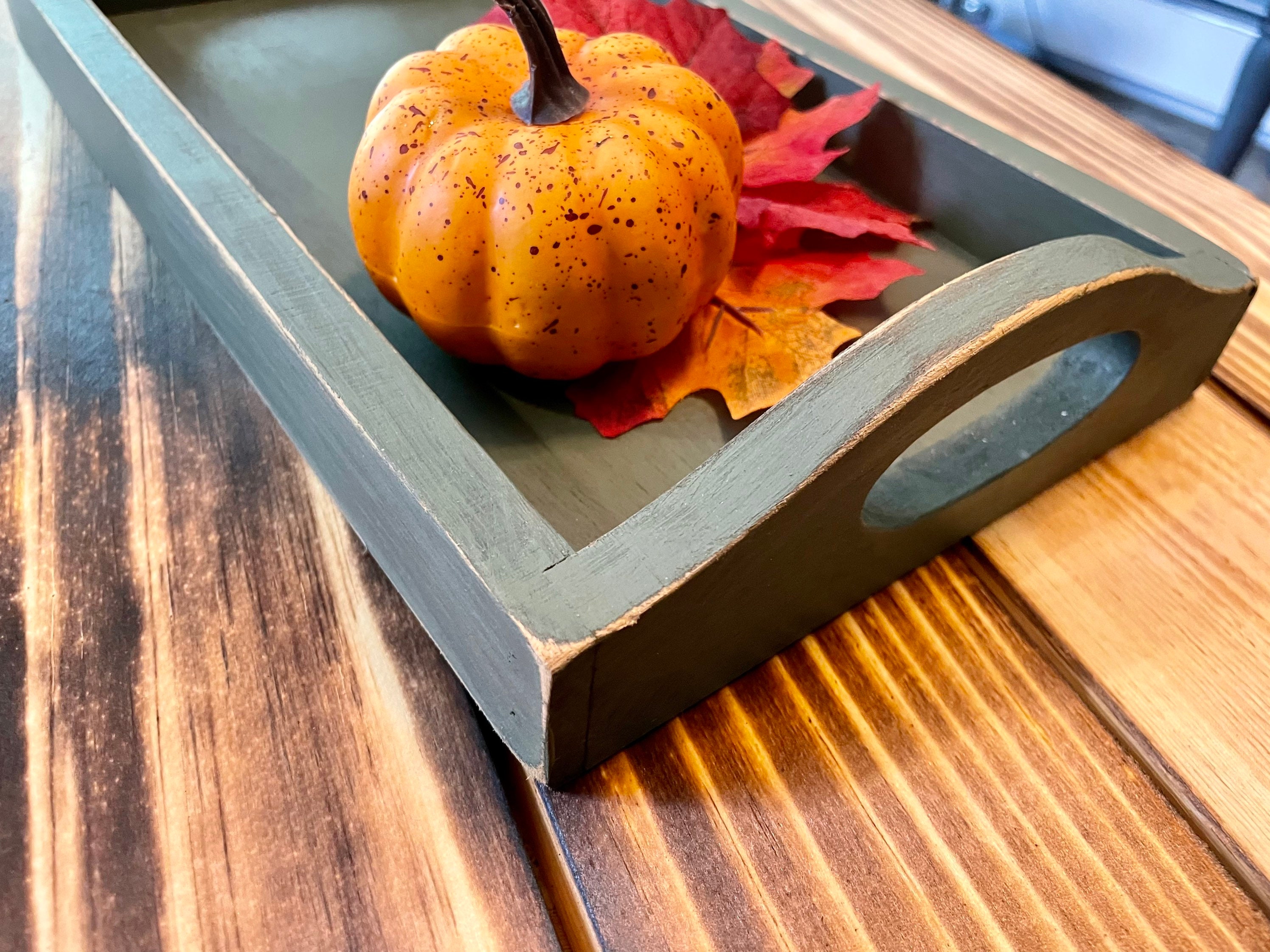 Wooden farmhouse serving tray kitchen counter tray sage Etsy