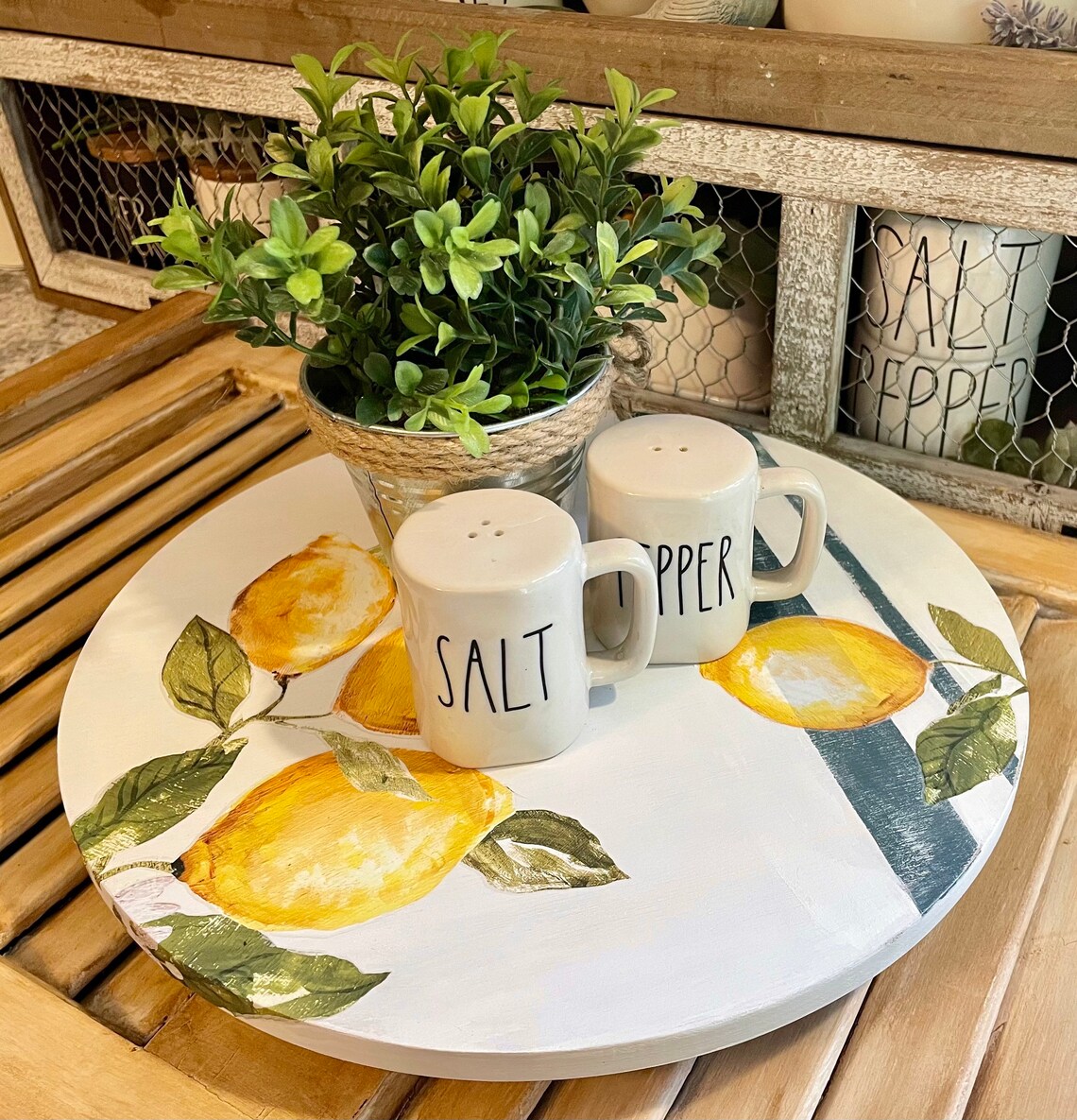 Farmhouse lazy Susan lemon decor Etsy