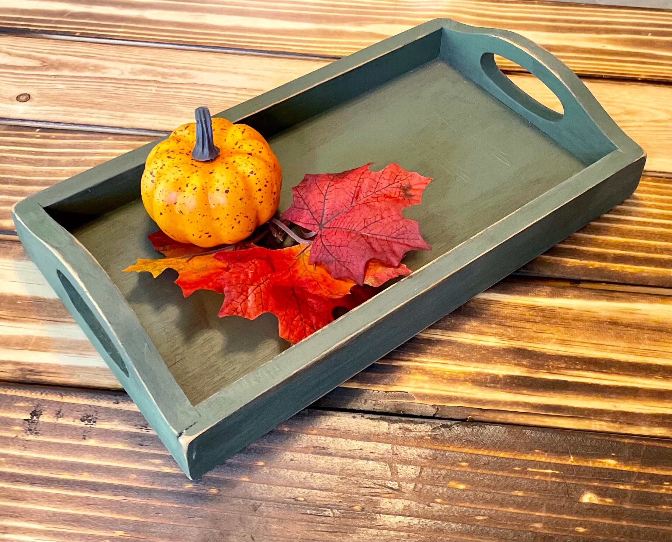 Wooden farmhouse serving tray kitchen counter tray sage Etsy