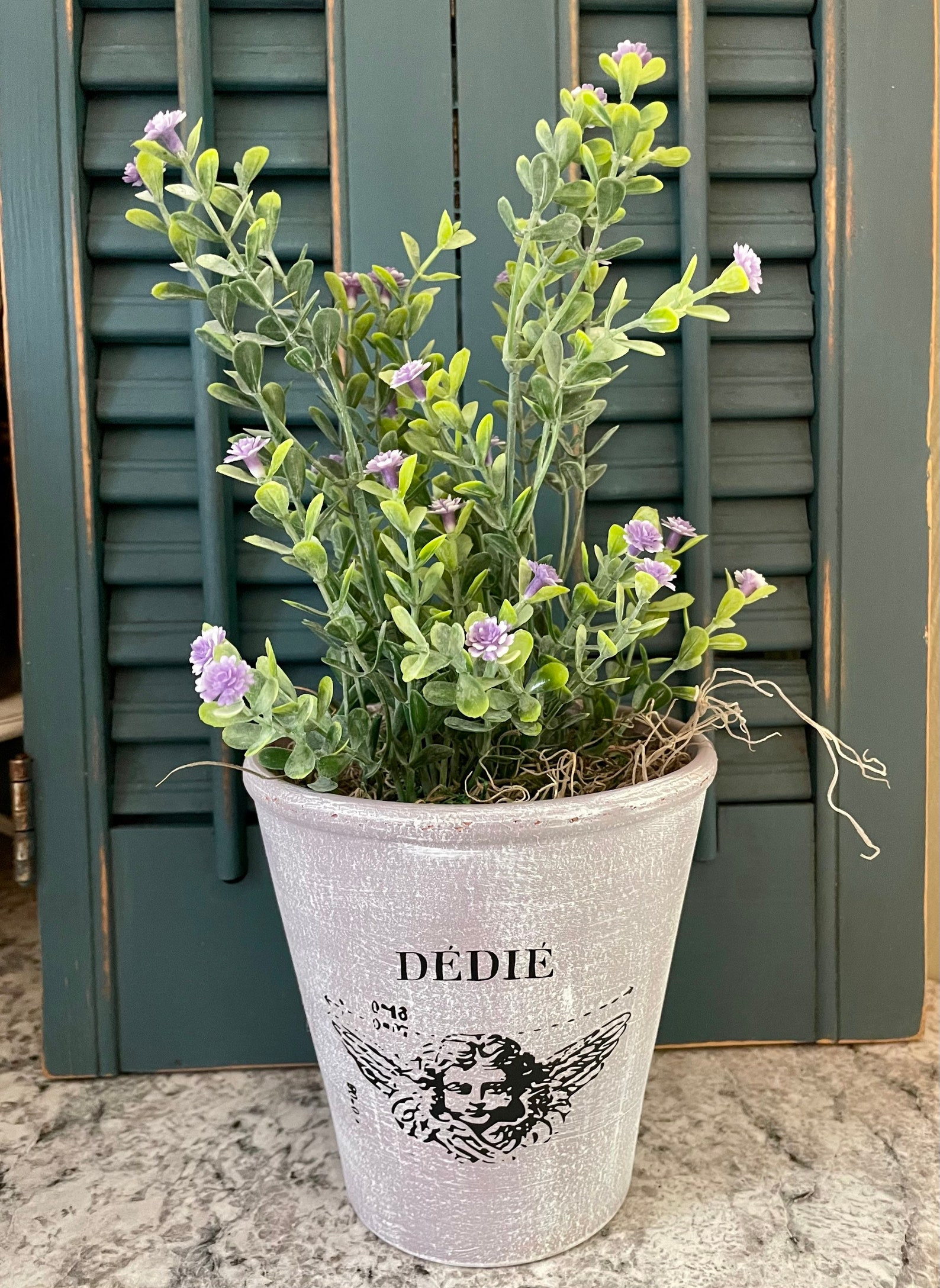 French Country Planter With Floral Victorian Cherub Decor | Etsy