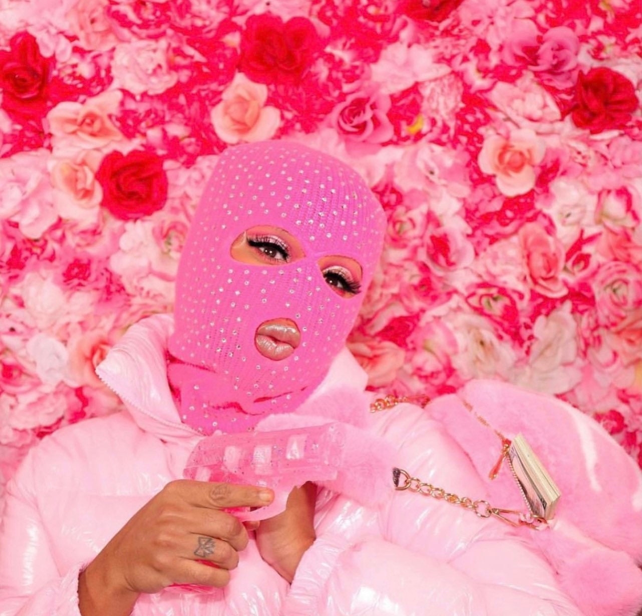 Rhinestone Ski Mask PINK Sparkle Full Face Ski Mask Balaclava Etsy