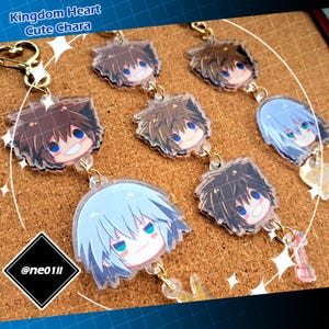 KH Cute Character from Kingdom Hearts Acrylic Keychain Charms Sora Riku Keyblade