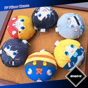 FF Pillow Charm [Final Fantasy 9 15 16] Fabric Keychain Keyring ff9 ff15 ff16 ffix ffxv ffxvi zidane vivi noctic clive rosfield joshua jill