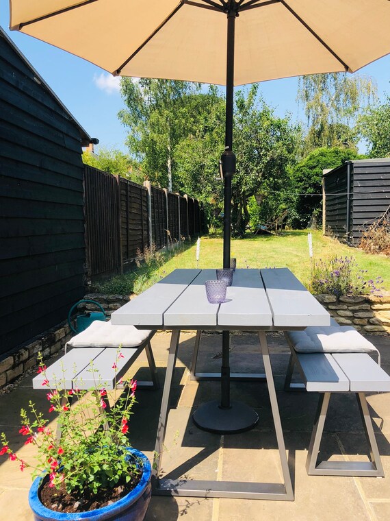 Garden Furniture Patio Dining Set With Industrial Steel Legs Etsy UK