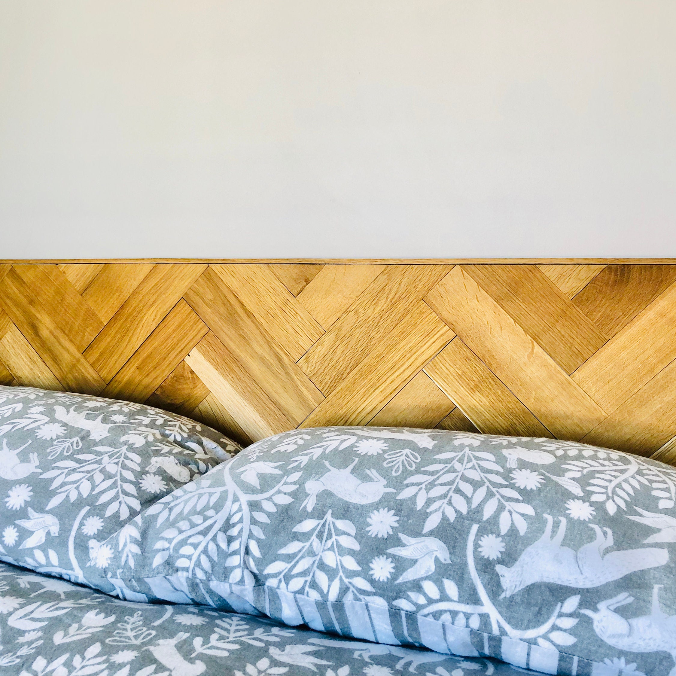 Solid oak parquet wooden headboard Etsy