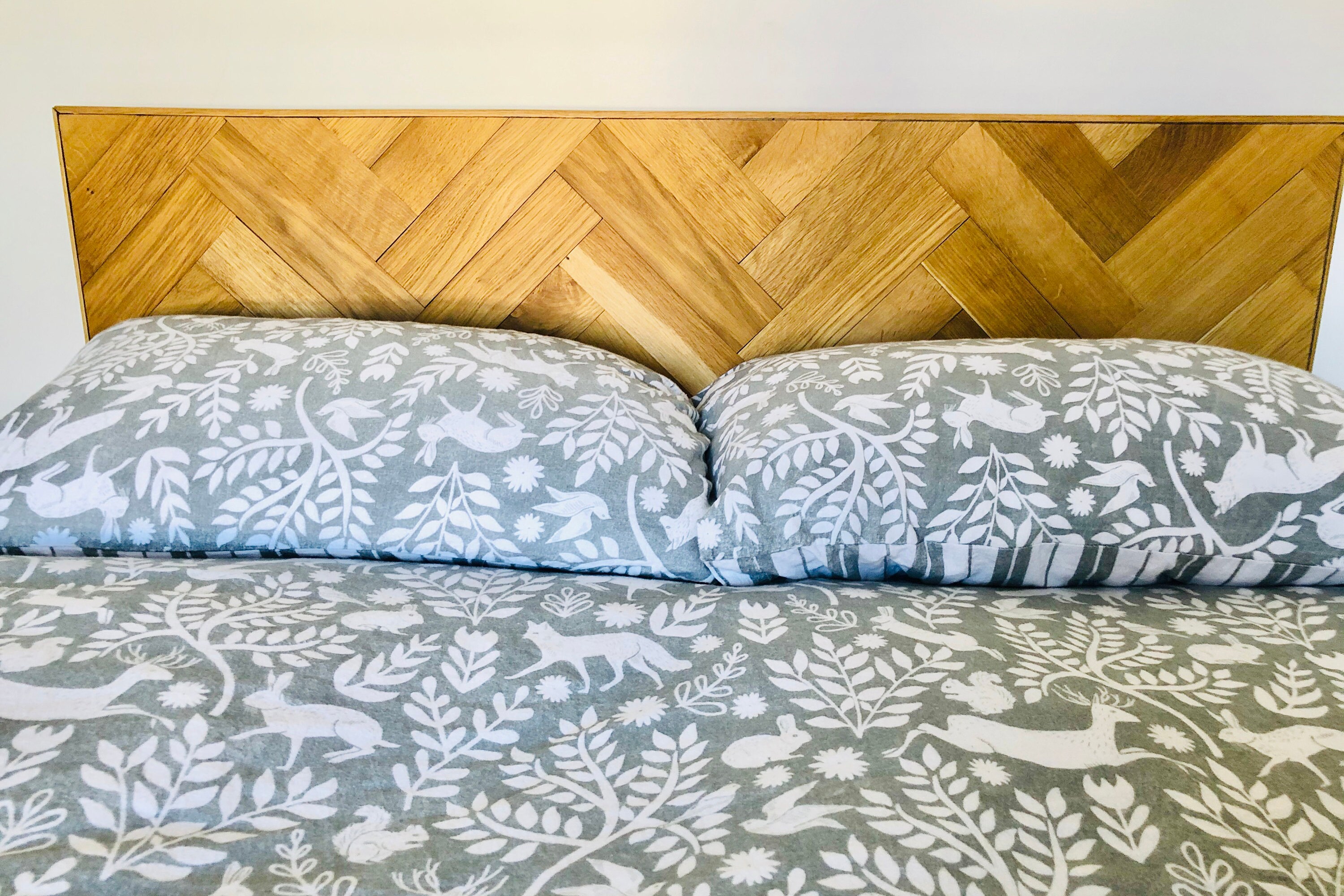Solid oak parquet wooden headboard Etsy