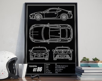 Toyota GT86 Blueprint Poster (2012-2016)