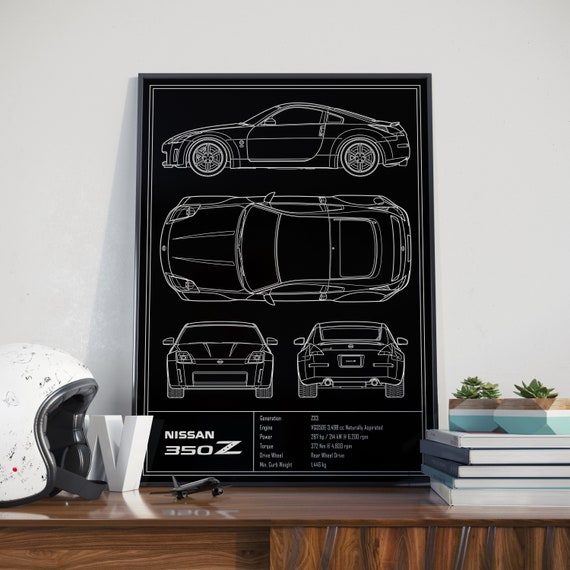 Nissan 350Z Z33 Blueprint Poster - Etsy