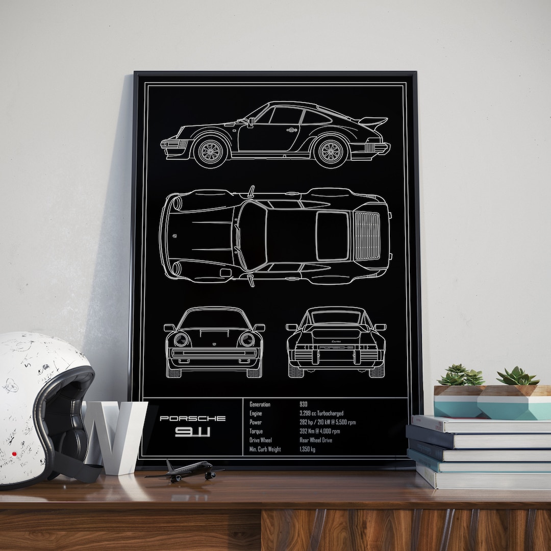 ポルシェ 911 930 ターボの設計図ポスター - Etsy 日本