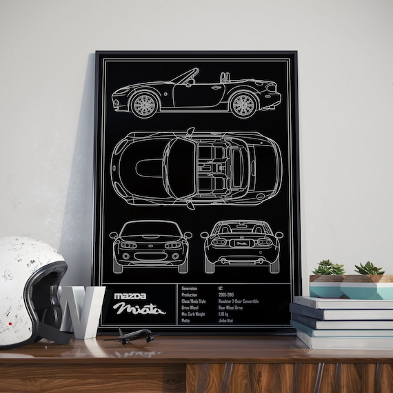 ナカムラページ Mazda Miata NC Blueprint Poster - Etsy