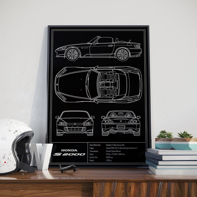 Honda S2000 AP2 Blueprint Poster image 1