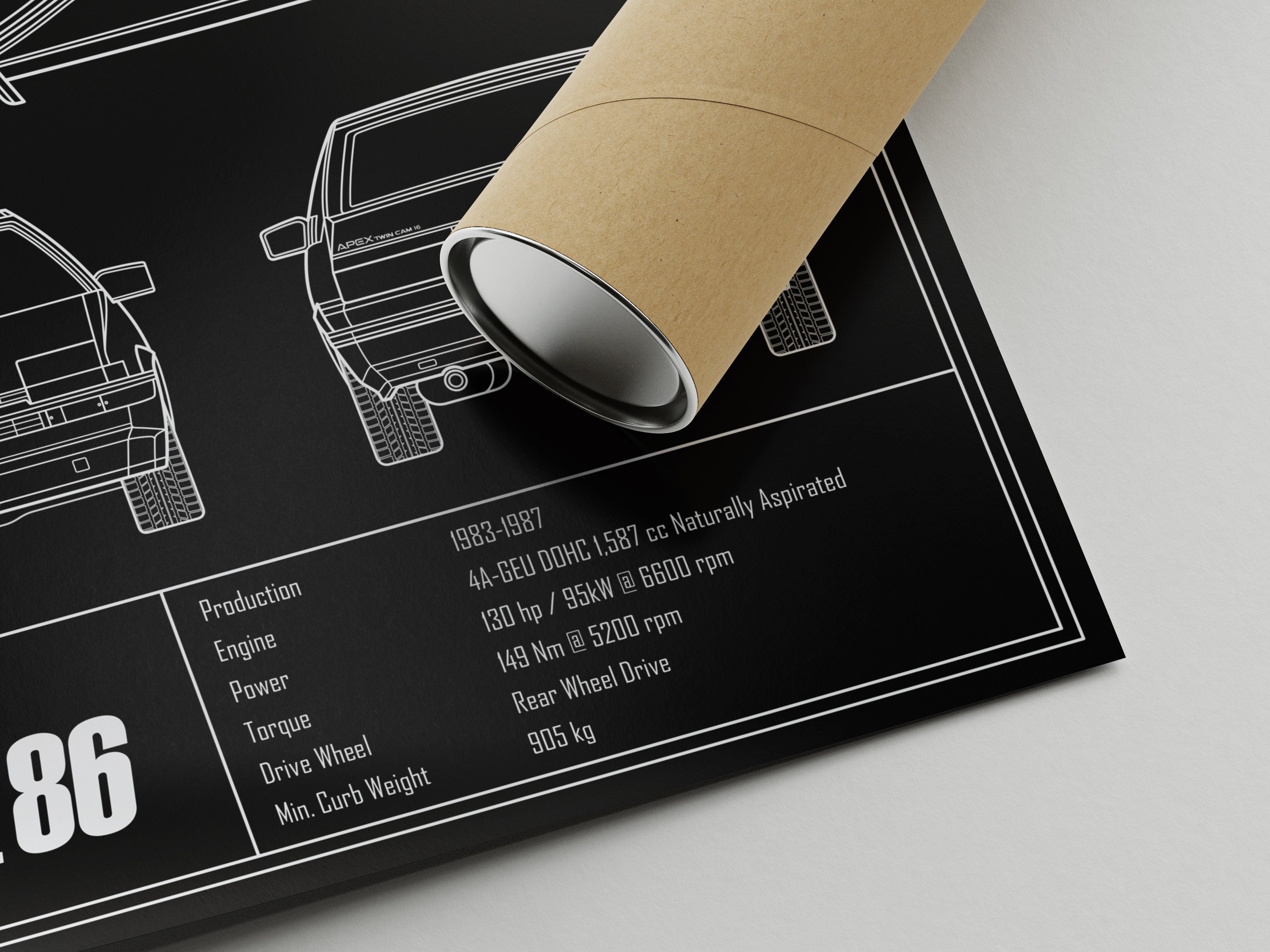 Toyota AE86 Trueno Blueprint Poster - Etsy