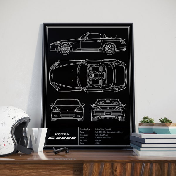 Honda S2000 AP1 Blueprint Poster