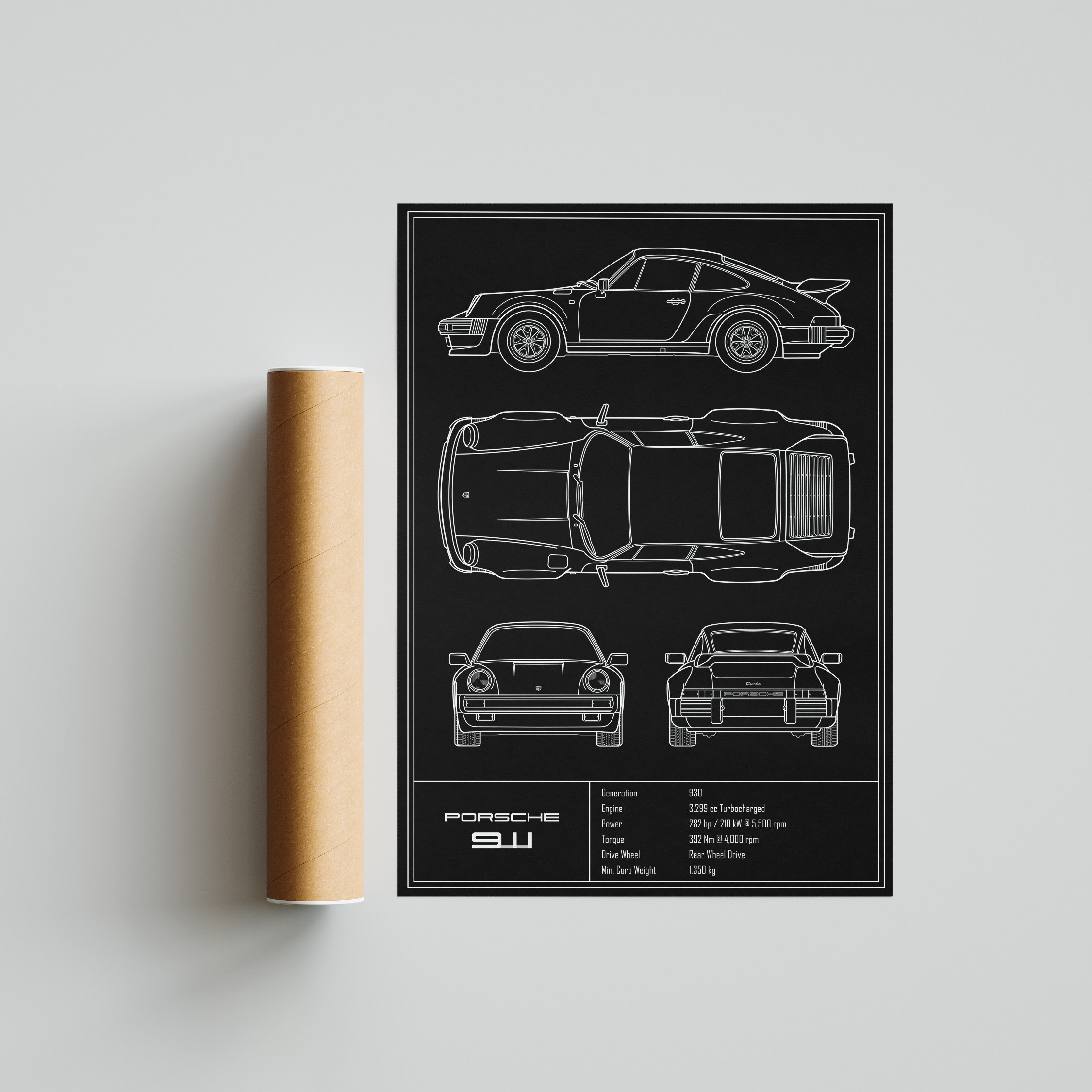 PORSCHE356A coup ポルシェ 設計図 製図 図面 プリントポスター PORSCHE356A coup ポルシェ 設計図 製図 図面 プリントポスター