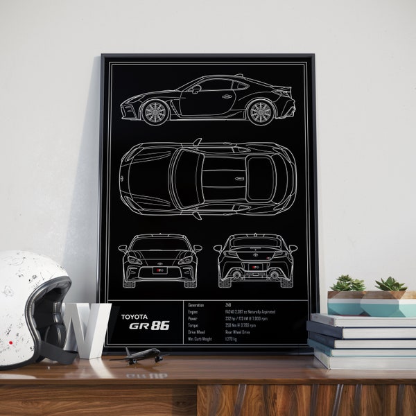 Toyota GR86 Blaupause Poster (2022)