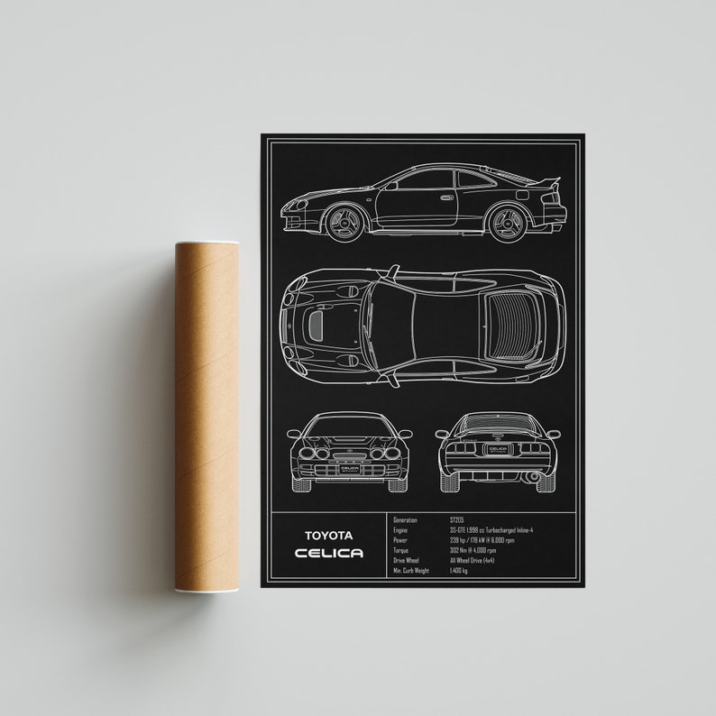 Toyota Celica ST205 GT-FOUR Blueprint Poster image 6