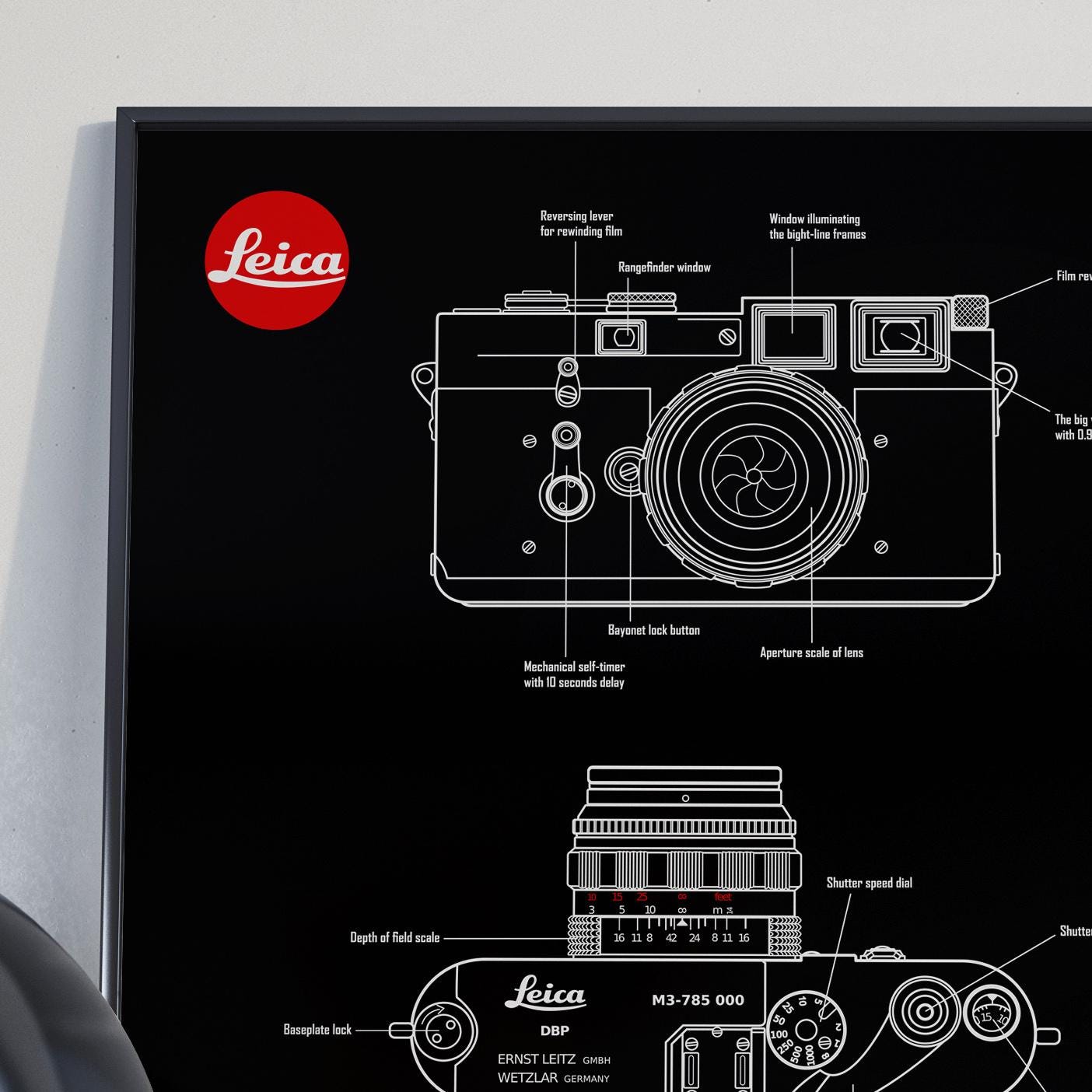 Camera Leica M3 Blueprint Poster - Etsy
