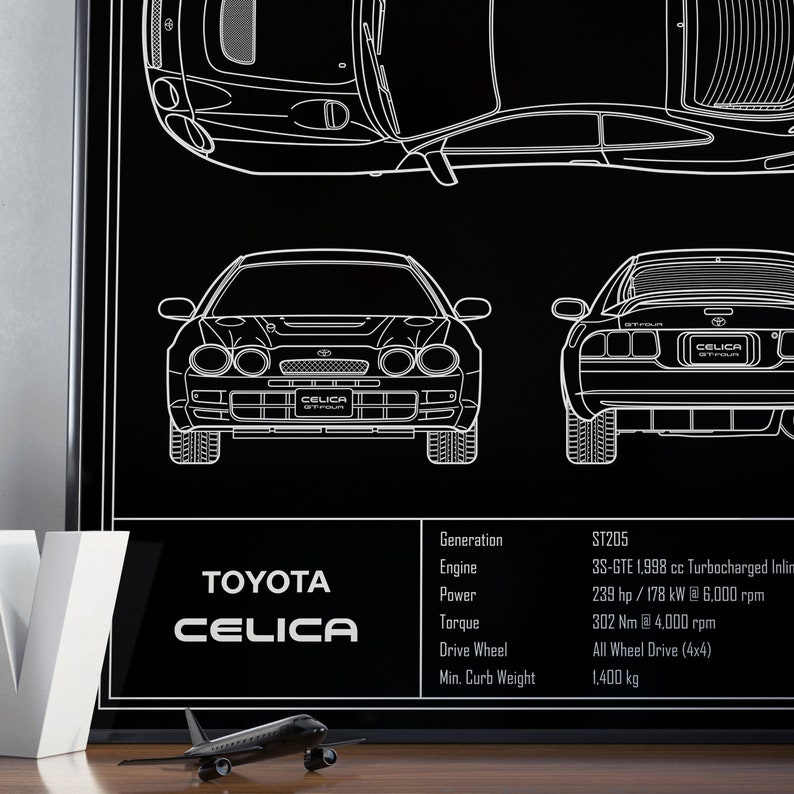 Toyota Celica ST205 GT-FOUR Blueprint Poster image 3