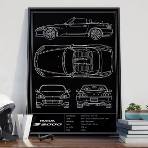 Honda S2000 AP2 Blueprint Poster image 2