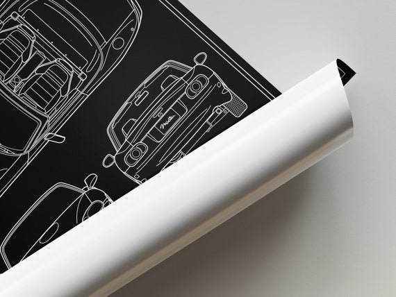 Mazda Miata NB Blueprint Poster - Etsy
