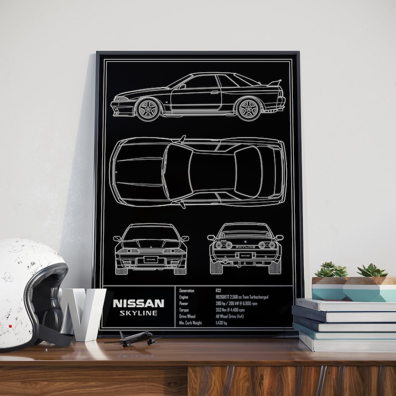 Nissan Skyline R32 GTR Blueprint Poster - Etsy Canada