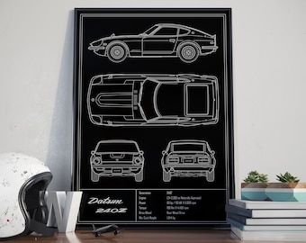 Datsun 240Z S30 Blueprint Poster