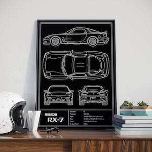 Mazda RX7 FP Blueprint Poster