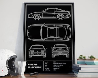 Nissan 240SX S13 Blueprint Poster - Etsy