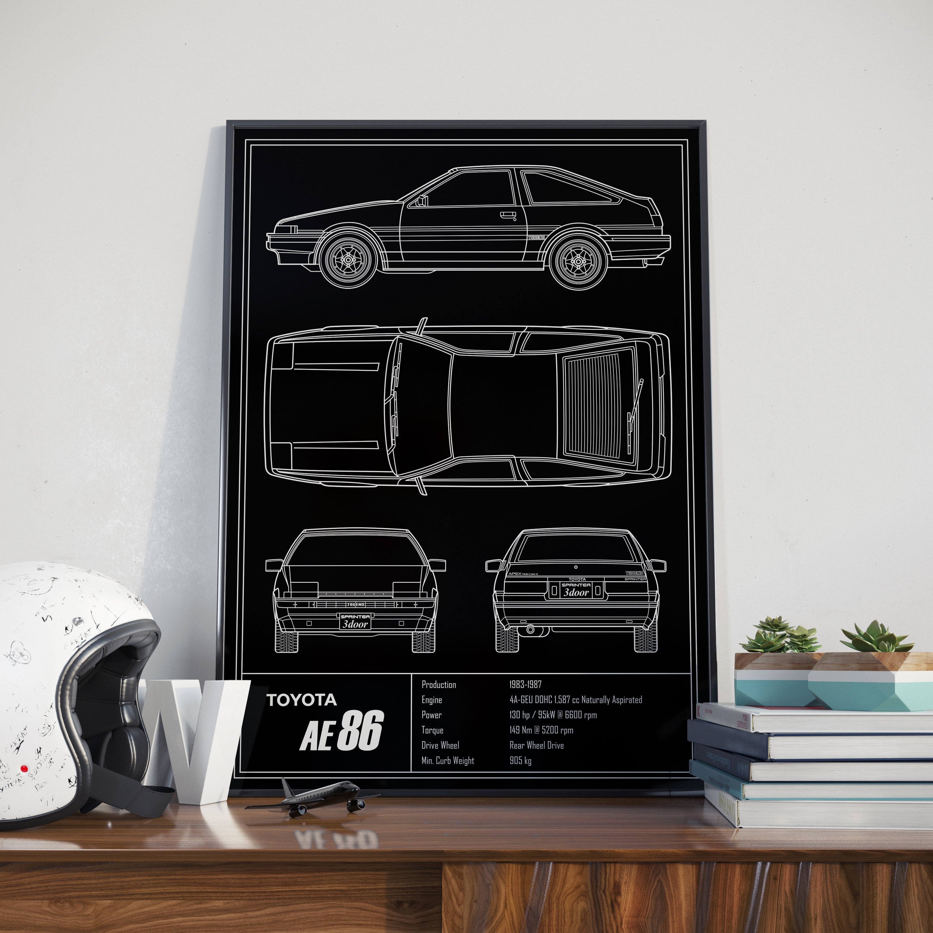 Toyota AE86 Trueno Blueprint Poster - Etsy