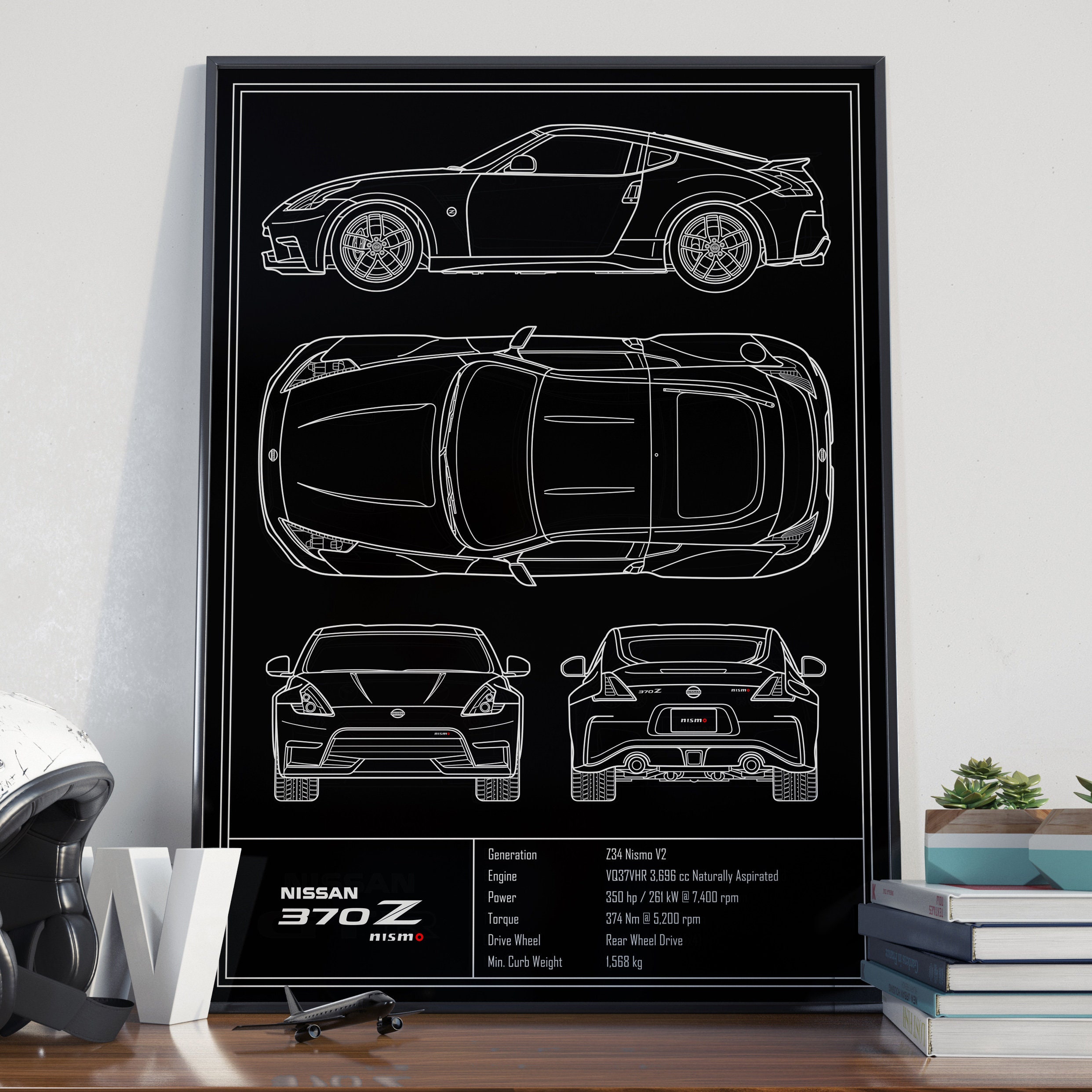 Nissan 370Z NISMO V2 Blueprint Poster - Etsy