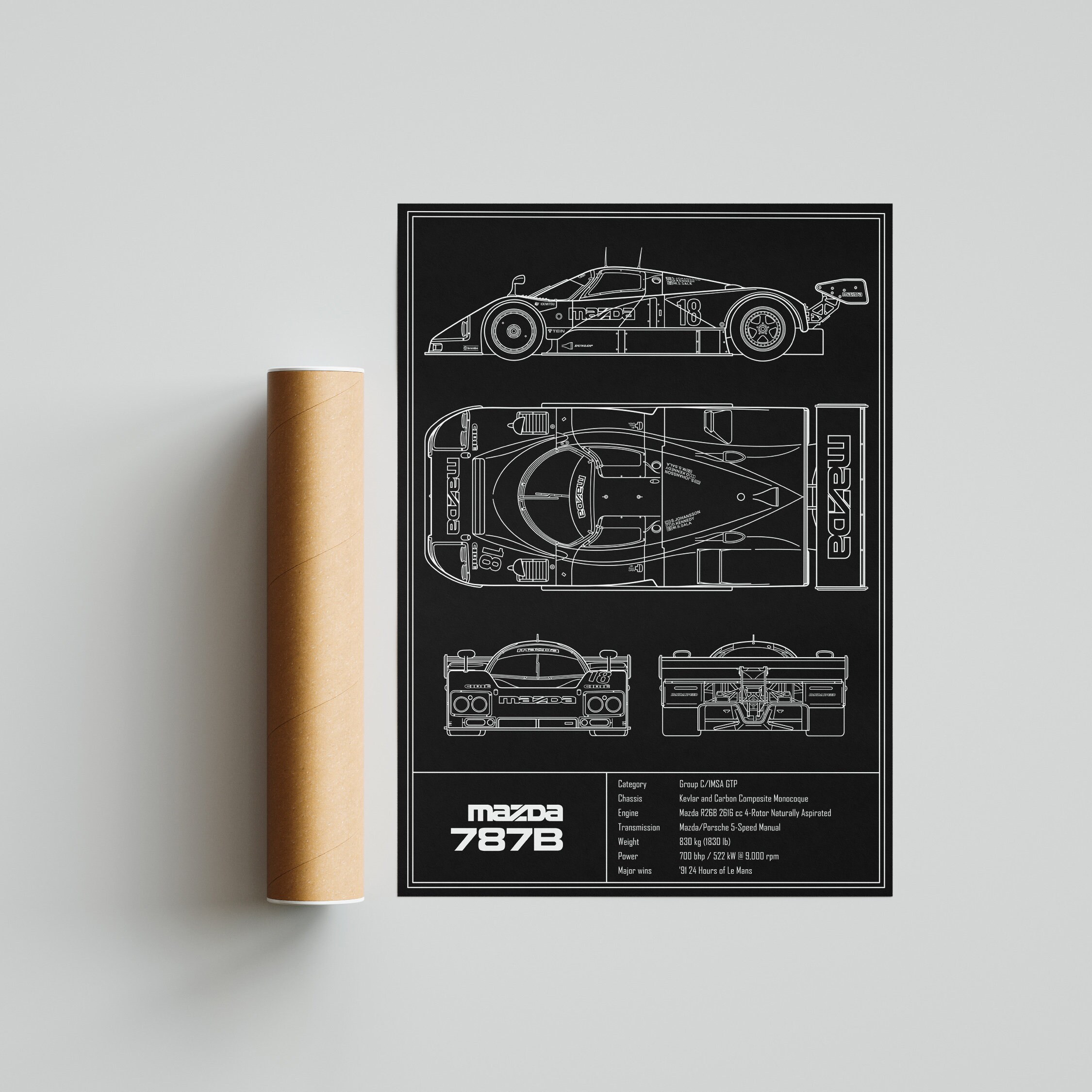 Mazda 787B Blueprint Poster - Etsy