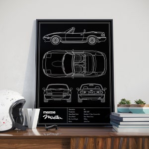 Mazda Miata NA Blueprint Poster