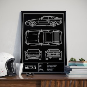Porsche 944 Turbo Blueprint Poster