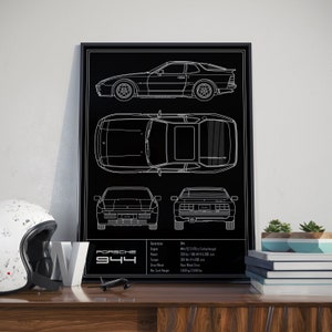 Porsche 944 Turbo Blueprint Poster