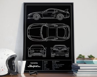 Toyota Supra MK4 Twin Turbo Blueprint Poster