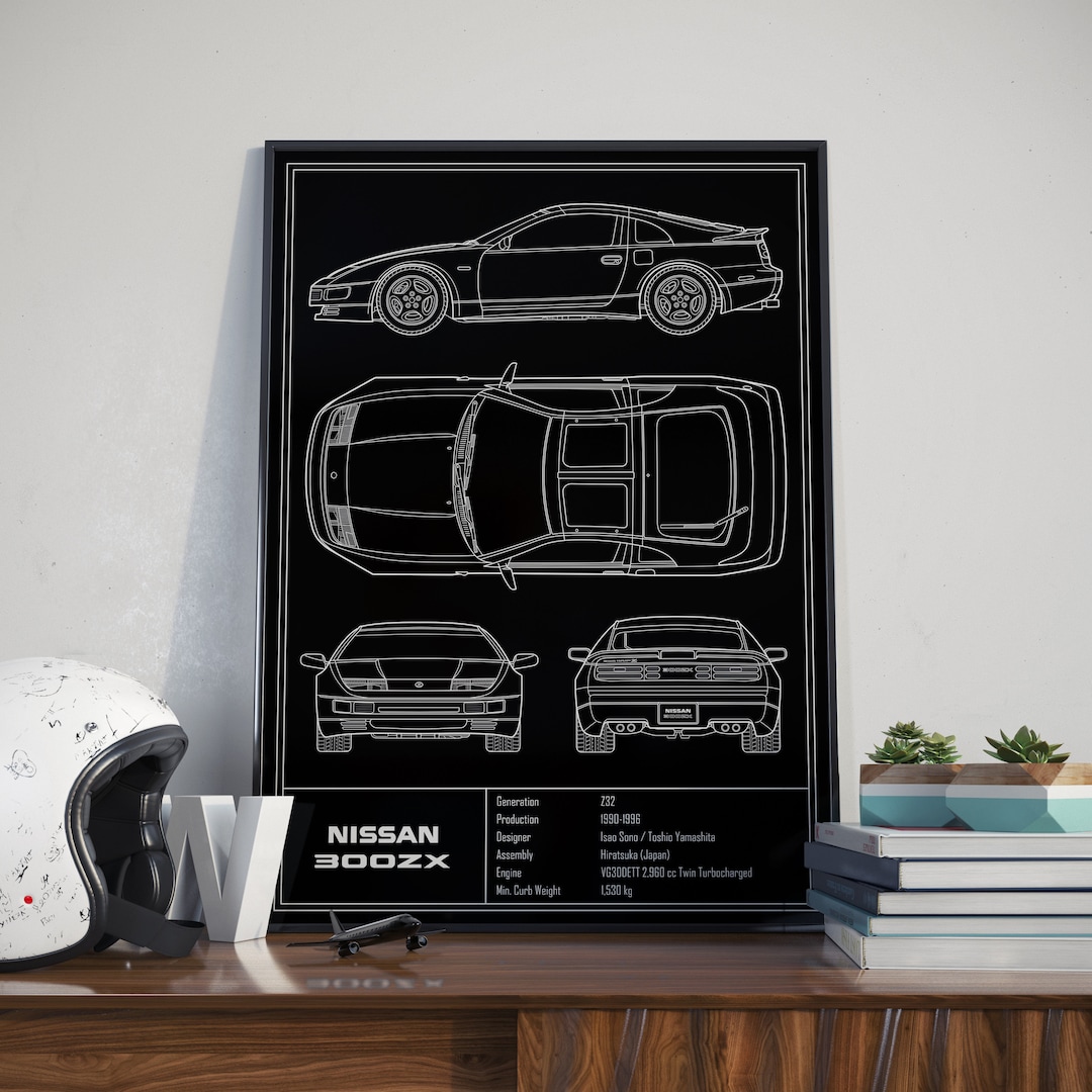Nissan 300ZX Blueprint Poster - Etsy