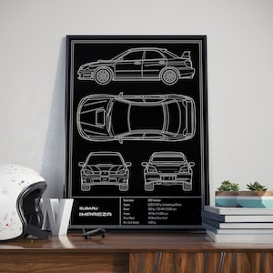 Subaru Impreza WRX STI Hawkeye Blueprint Poster