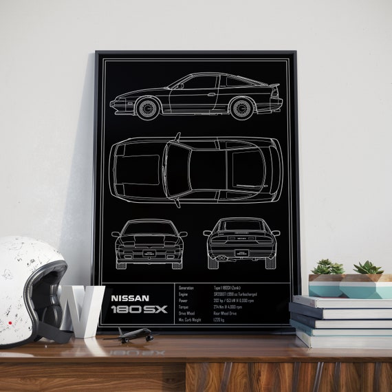 Nissan 180SX Blueprint Poster - Etsy