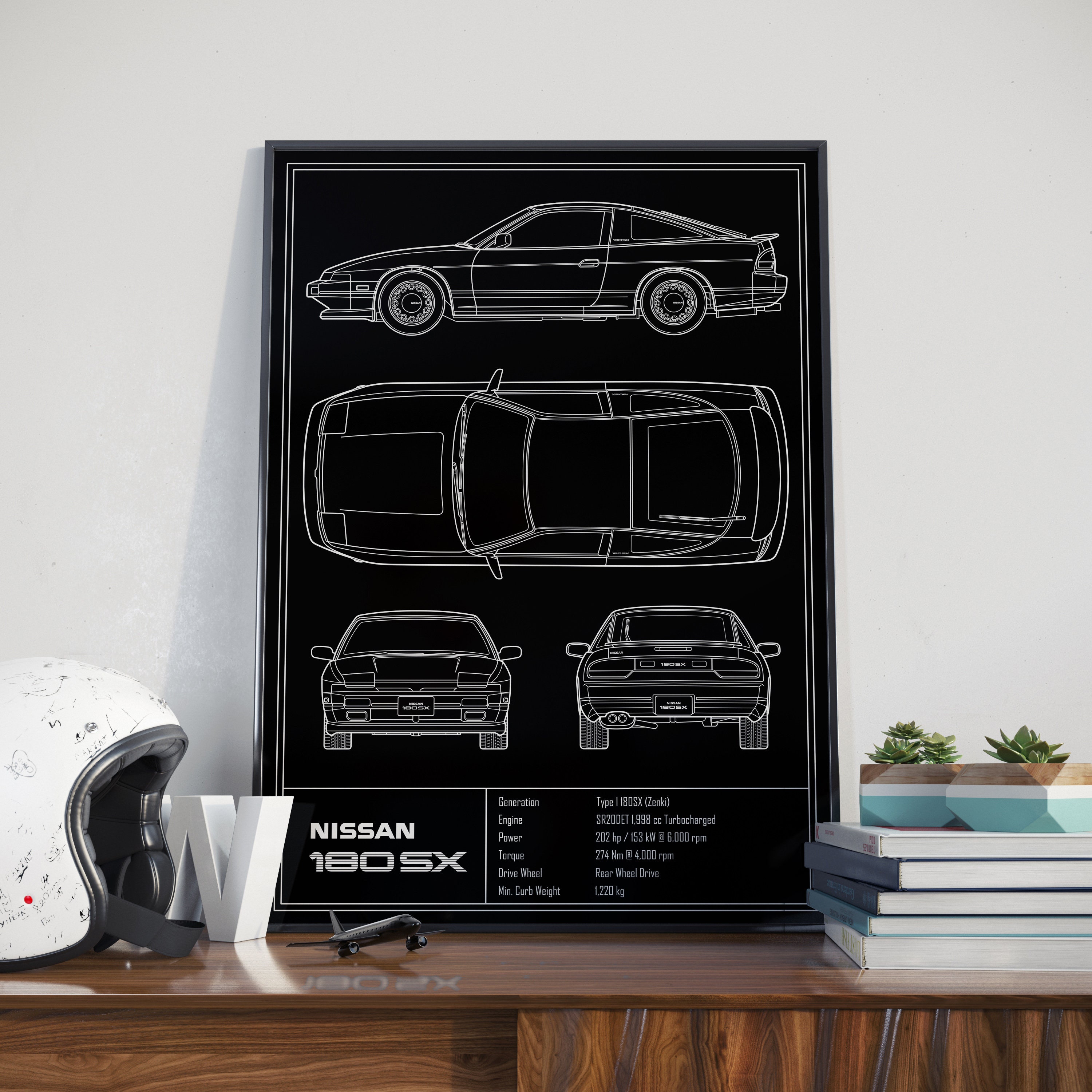 Nissan 180SX Blueprint Poster - Etsy