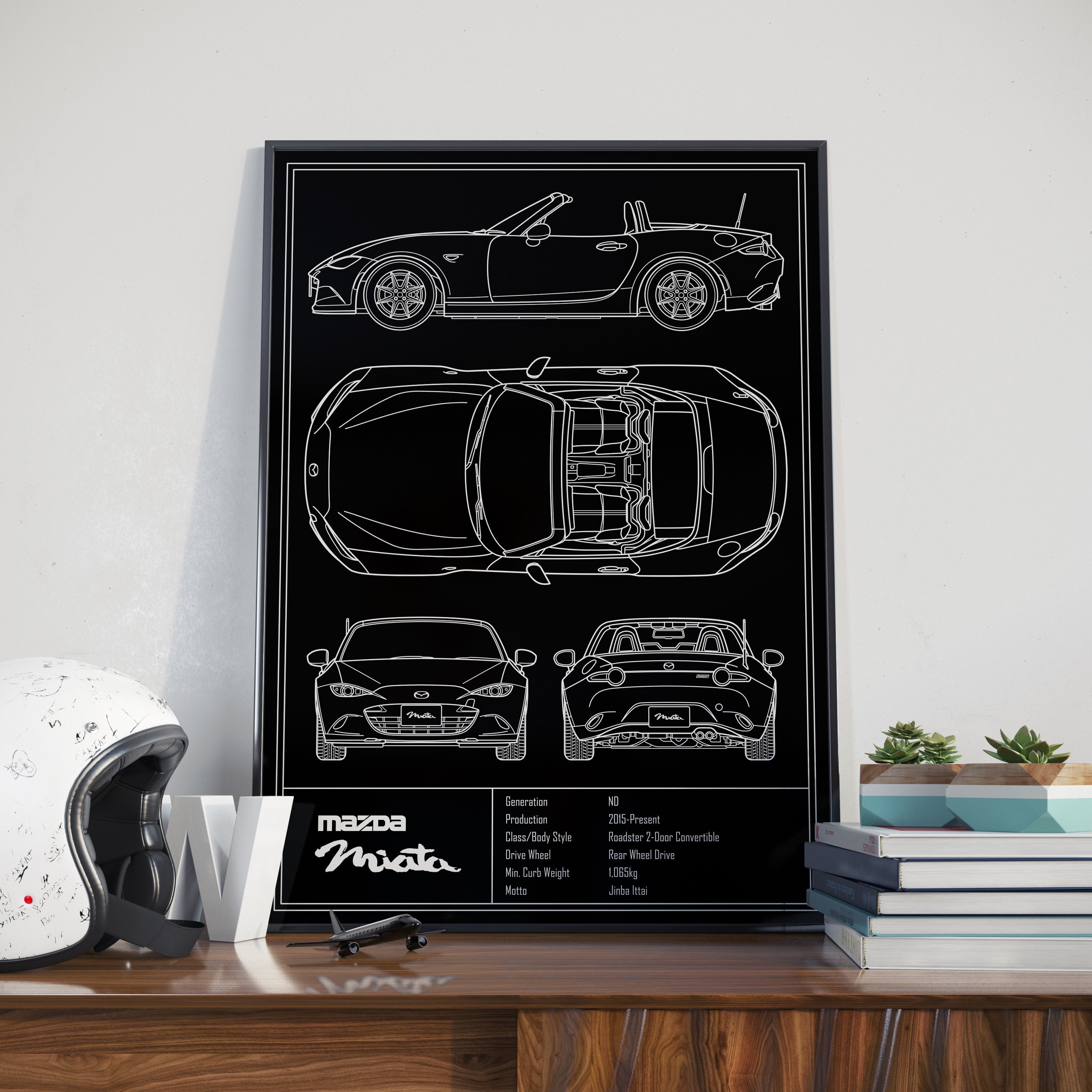 Mazda Miata ND Blueprint Poster - Etsy