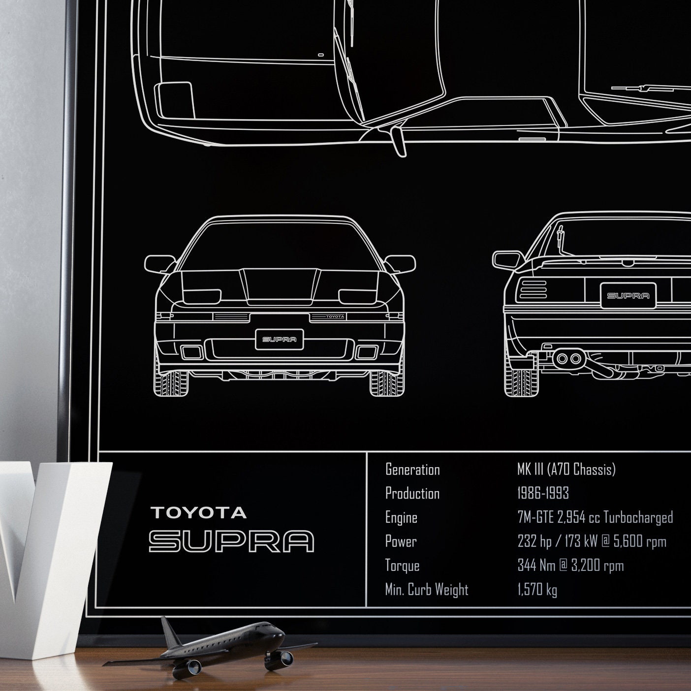 Toyota Supra MK3 Blueprint Poster - Etsy