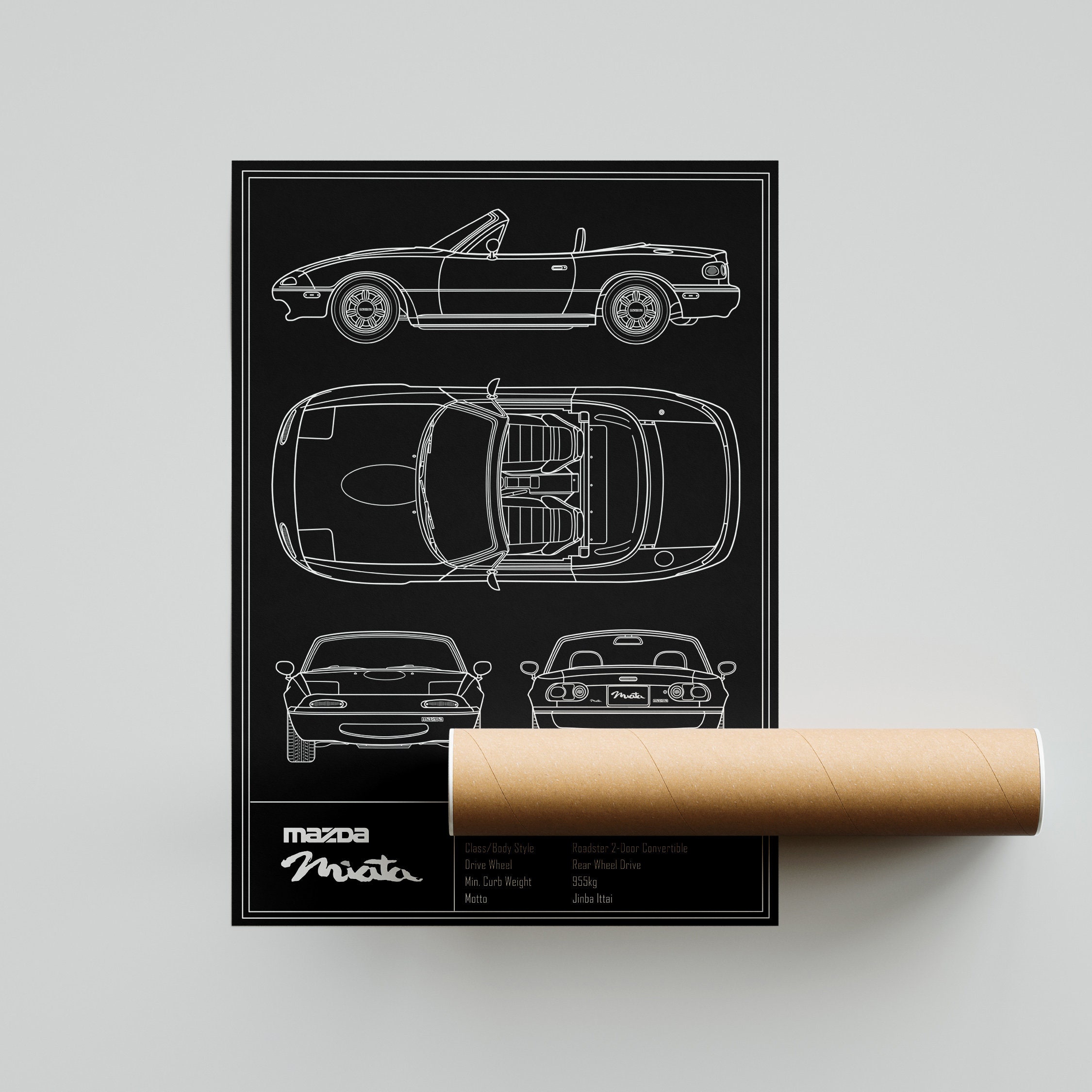 Mazda Miata NA Blueprint Poster - Etsy