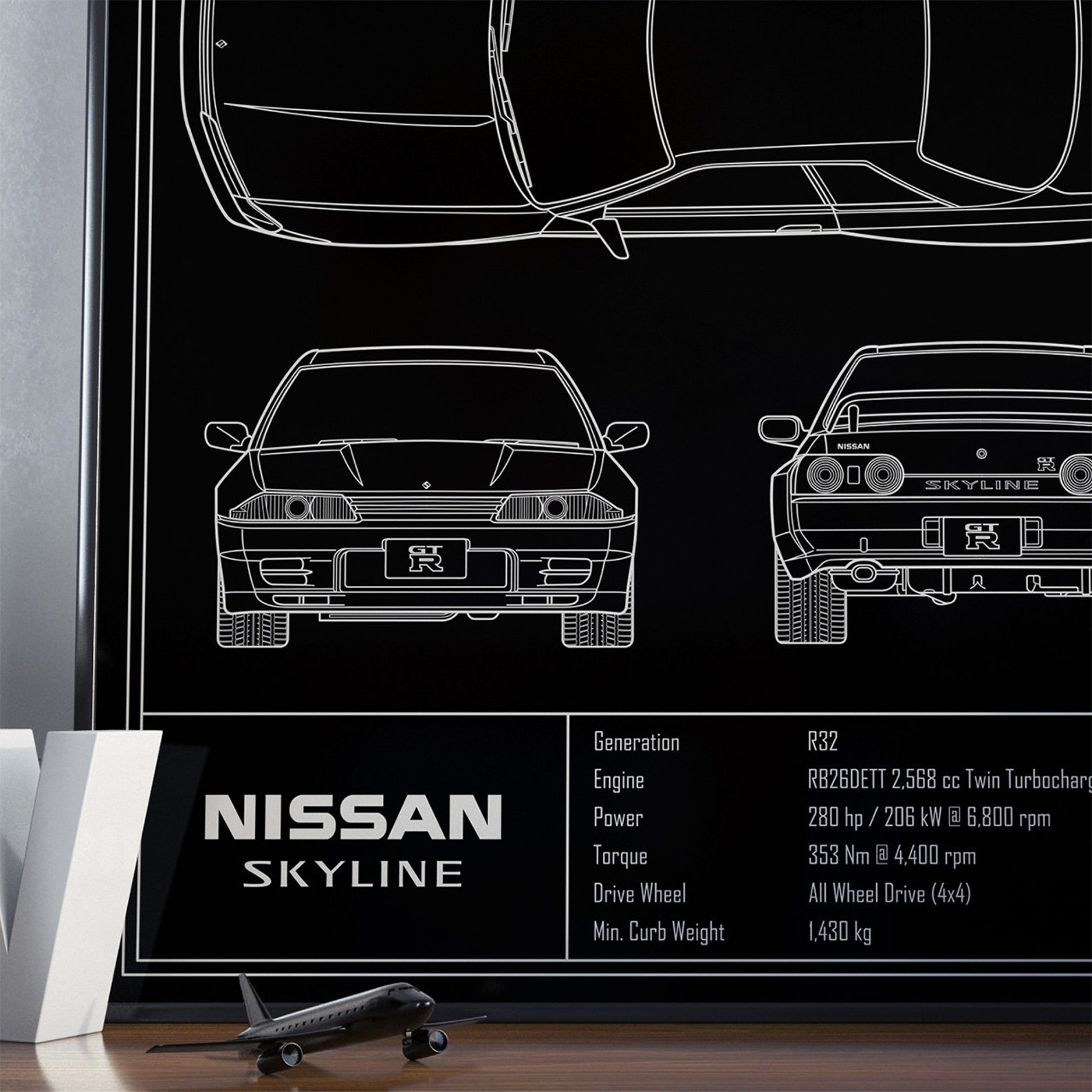 Nissan Skyline R32 GTR Blueprint Poster Etsy Singapore