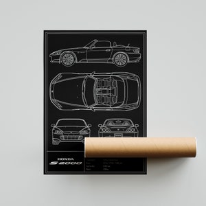 Honda S2000 AP2 Blueprint Poster image 7
