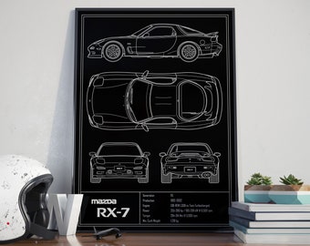 Mazda RX7 FD Blueprint Poster